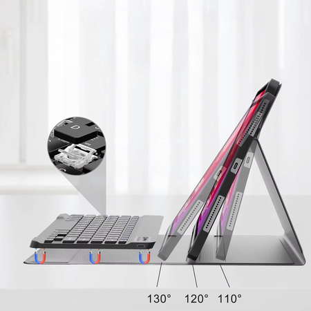 Etui z klawiaturą Bluetooth do Redmi Pad 2 PRO 2025, czarne