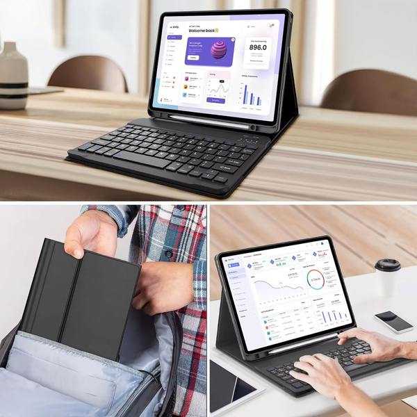 Etui z klawiaturą do Galaxy Tab S10 Lite 10.9" SM-X406 SM-X400 2025 ochronne czarne