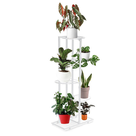 Kwietnik Metalowy duży stojący stojak na kwiaty rośliny 6 donic 97cm, biały