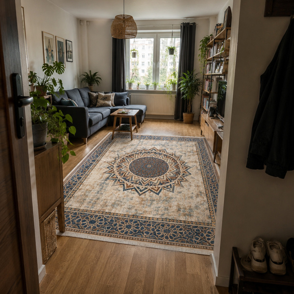 Dywan Mandala do salonu 120x170 orientalny NOVO antypoślizgowy miękki soft