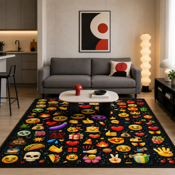 Dywan gamingowy 140x200 dla gracza mata pod fotel antypoślizgowy Emoji 3D