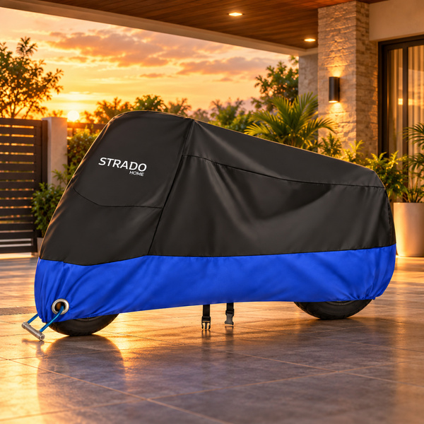 Pokrowiec na motocykl skuter 2 rowery 245x105x125 cm wodoodporny czarno-niebieski