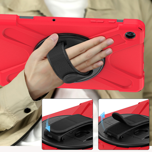 Puzdro Shockproof na Samsung Galaxy Tab A9 Plus 11 2023 X210 X215 X216, červené - ochranné so stojanom
