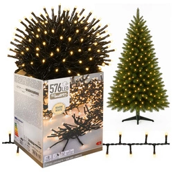 Lampki choinkowe 576 LED białe ciepłe wewnętrzne zewnętrzne 7m TIMER IP44