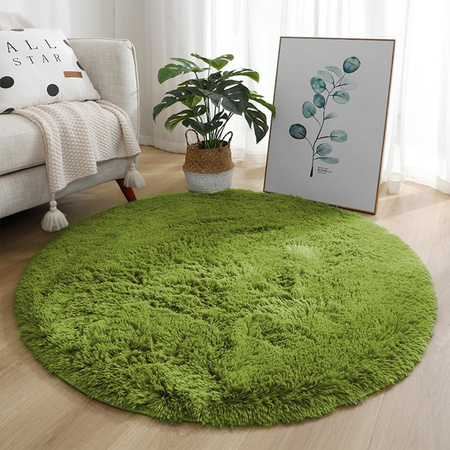 Dywan Shaggy 150x150 cm, zielony - miękki, puszysty do salonu i sypialni