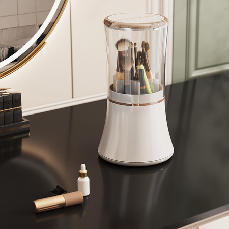 Large set of 3 ARIA acrylic cosmetic organizers with drawers multi-level white design