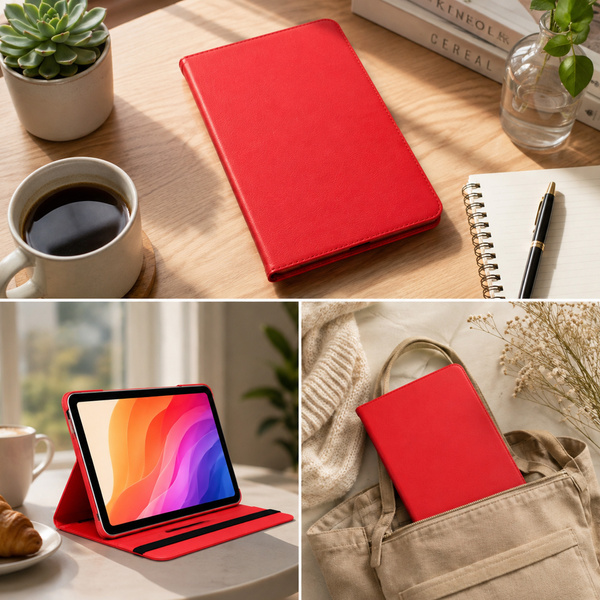 Etui obrotowe do Huawei MediaPad M5 Lite 10 z klapką i podstawką - czerwone