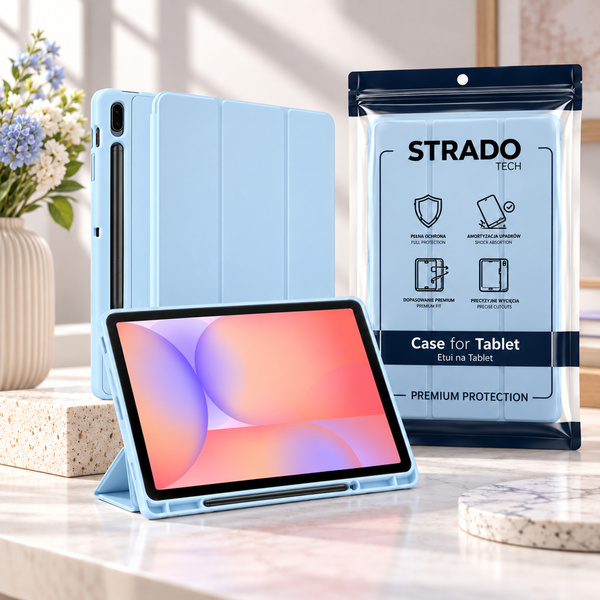 Etui do Galaxy Tab S10 Lite 10.9/S10 FE/S9 FE/ S9/ S8 z miejscem na rysik - niebieskie