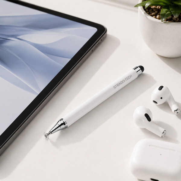Precyzyjny rysik stylus pen do tabletu telefonu, dwustronny, biały
