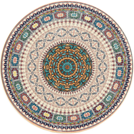 Dywan okrągły NOVO Strado nowoczesny beżowy deliktany wzór do salonu Orientalny 80x80 cm