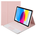 Etui z klawiaturą touch do iPad 10.9 2022 Gen. 10 / iPad 11 2025 A16 Gen. 11, różowe - ochronne z podstawką
