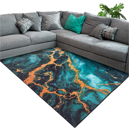 NOVO Strado modern carpet for living room marble pattern velvet Malachite 140x200 cm