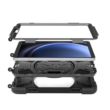 Puzdro pancierové Shockproof na Samsung Galaxy Tab A9 8 / 8.7 2023, čierne - ochranné so stojanom