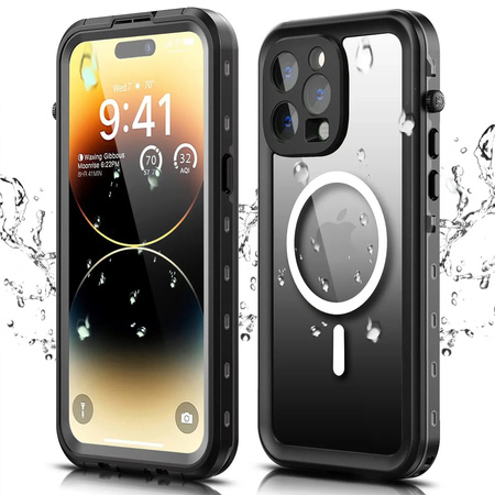 IP68 Waterproof Case + Strap for iPhone 14 Pro (Black)