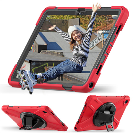 Puzdro Shockproof na Samsung Galaxy Tab A9 Plus 11 2023 X210 X215 X216, červené - ochranné so stojanom