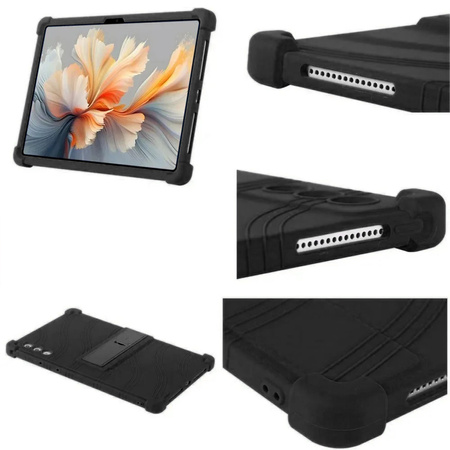 Puzdro Armor na Lenovo Yoga Tab Plus 12.7 2025, čierne - ochranné so stojanom, prístup k portom a tlačidlám