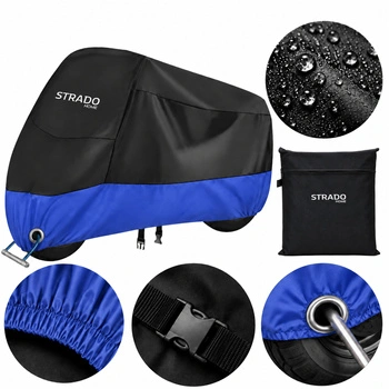 Pokrowiec na motocykl skuter 2 rowery 245x105x125 cm wodoodporny czarno-niebieski