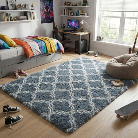Dywan do salonu shaggy DECOR antypoślizgowy miękki puszysty modny 200x300 Silver Lantern