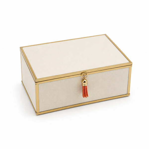 Szkatułka na biżuterię 18x13x7 cm organizer pudełko dekoracyjna pojemna welurowa beżowa