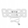 4w1 Hodiny digitálny LED 3D nástenný stojaci budík teplomer dátum budík, biely