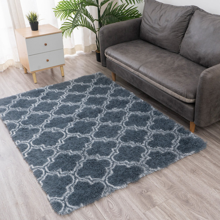 Dywan do salonu shaggy DECOR antypoślizgowy miękki puszysty modny 80x150, srebrny