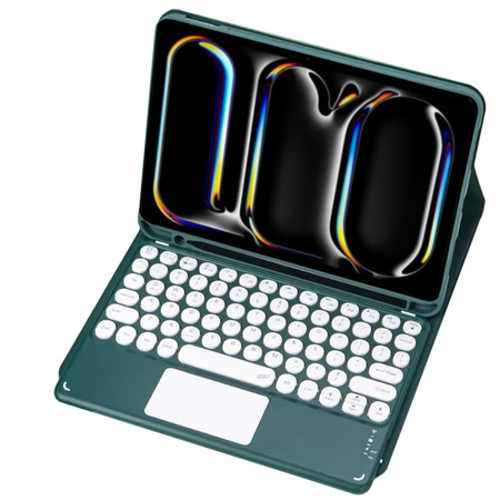 Etui z klawiaturą do iPad Pro 11 Gen 5 M4 2024 / A2836 A2837 A300, zielone - ochronne z podstawką
