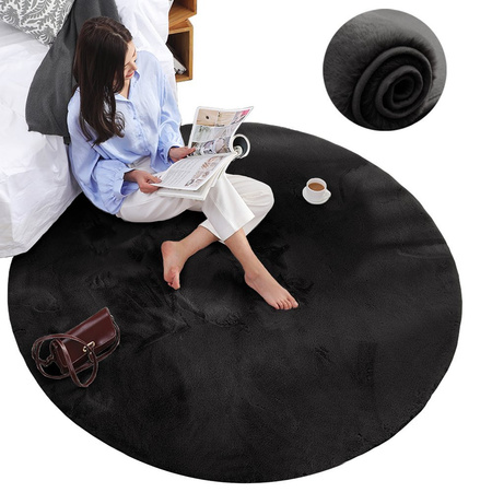 Rabbit Strado 80x80 Black round rug (Black)