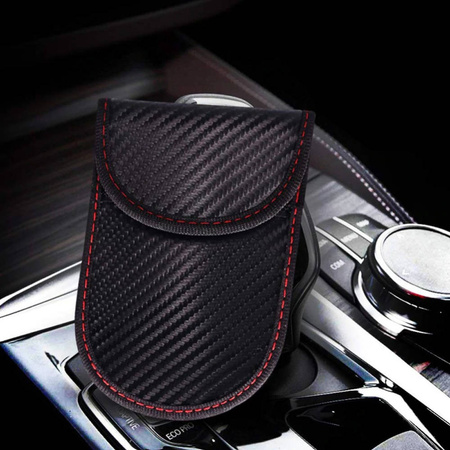 Puzdro na kľúče kartu proti krádeži blokujúce signál Keyless, čierne - ochranné so stojanom