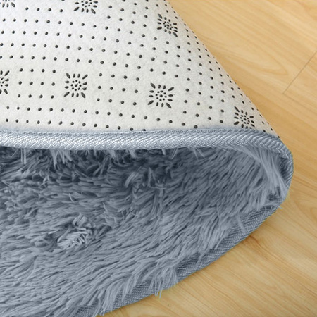 Shaggy Strado 300x300 SilverFur Round Carpet (Light Gray)