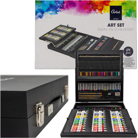 Paint drawing set in a wooden case 174 el.