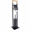 Metal toilet paper stand 2-in-1 free standing toilet brush