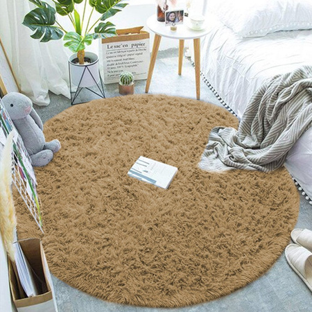 Shaggy Strado 160x160 round carpet CappuccinoCamel (Light brown)