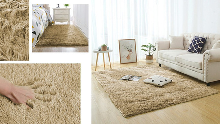 Shaggy room carpet Strado 140x200 CappuccinoCamel (Light brown)