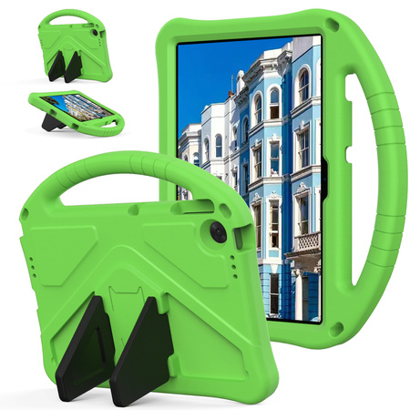 Puzdro FunColor na Lenovo Tab 10.1 2025, zelené - ochranné so stojanom, prístup k portom a tlačidlám