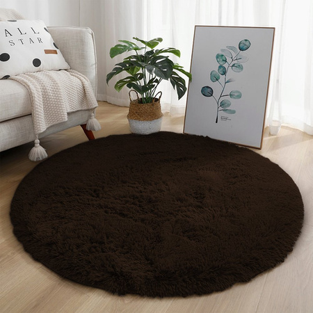 Shaggy Strado 80x80 DarkCoffee round rug (Dark brown)