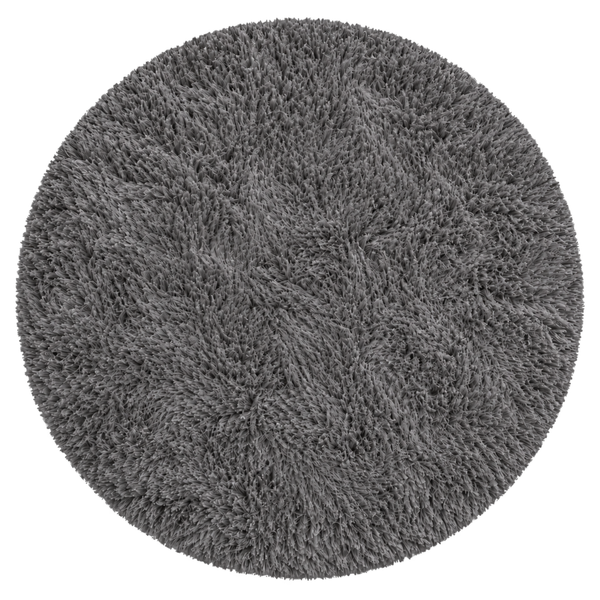 Dywan okrągły Shaggy 80x80 cm, ciemnosrebrny - pluszowy do salonu