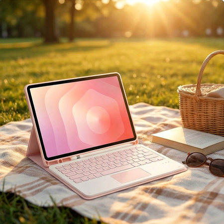 Etui i KLAWIATURA touchpad do Samsung Galaxy S11 X730 X736 uchwyt na rysik, różowe