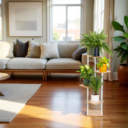 Kwietnik metalowy na kwiaty stojący wysoki 5 poziomów duży 106cm XL PALACE, biały