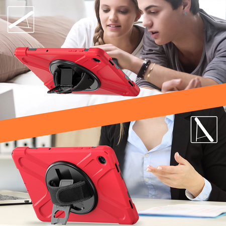 Puzdro Shockproof na Samsung Galaxy Tab A9 Plus 11 2023 X210 X215 X216, červené - ochranné so stojanom