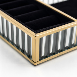 Szklana szkatułka na biżuterię 26x13x4cm organizer pudełko welurowa czarna