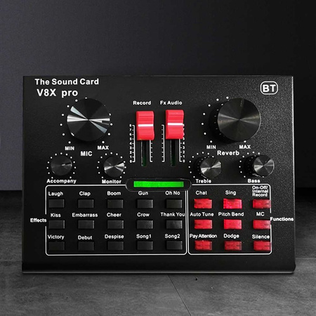 Mikrofon studyjny Sodial V8x Pro Kit z mikserem kartą dźwiękową Bluetooth do karaoke i streamingu