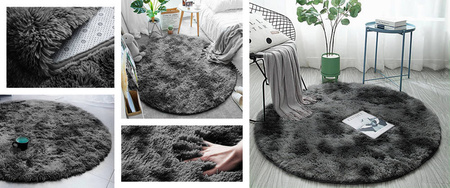 Shaggy Ombre Strado Round Carpet 80x80 OmbreGrey (Dark Gray)