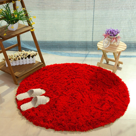 Shaggy Strado 150x150 BloodyRed Round Carpet (Bright Red)