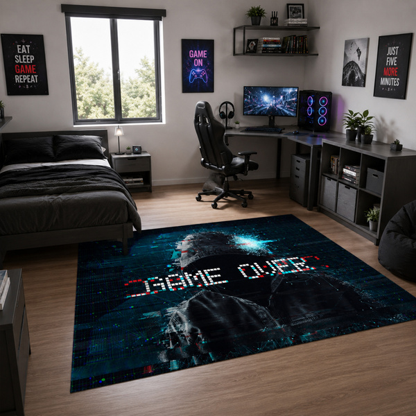 Dywan gamingowy dla gracza mata pod fotel antypoślizgowy GameOver
