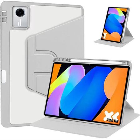 Puzdro otočné Clear na Lenovo Idea Tab 11 2025, sivé - ochranné so stojanom