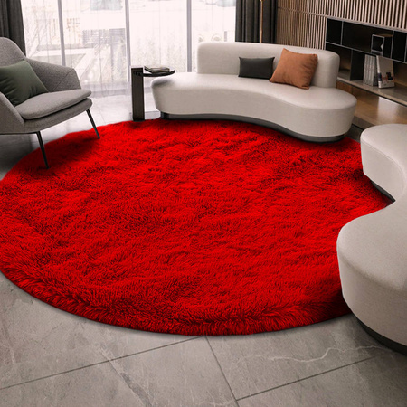 Shaggy Strado 150x150 BloodyRed Round Carpet (Bright Red)