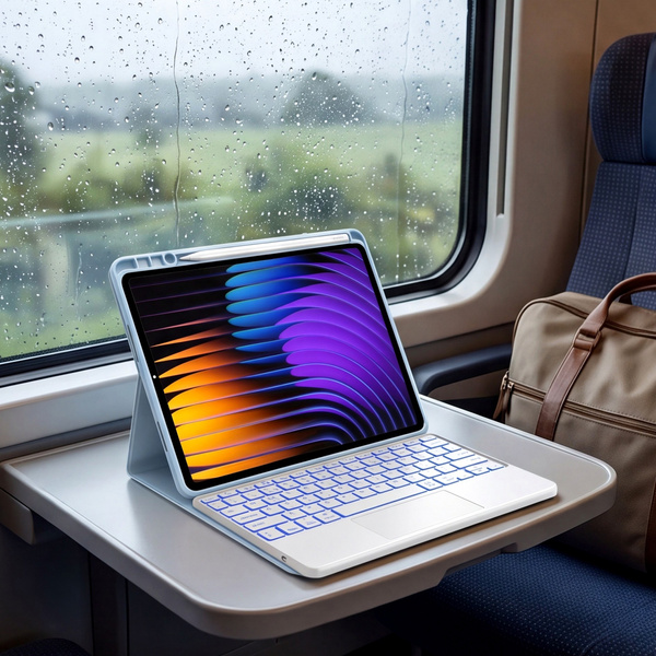 Etui z klawiaturą do Xiaomi Pad 7 / Pad 7 Pro 11.2 na rysik / Xiaomi Pad 7 Pro, niebieskie - ochronne z podstawką