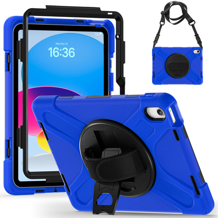 Puzdro Shockproof s držiakom na Apple iPad 10.9 2022 / 11 A16 2025 / Apple iPad 10.9 / Apple iPad 11, modré - ochranné