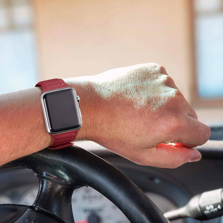 Leather band strap for Apple Watch 7 45mm (Black)
