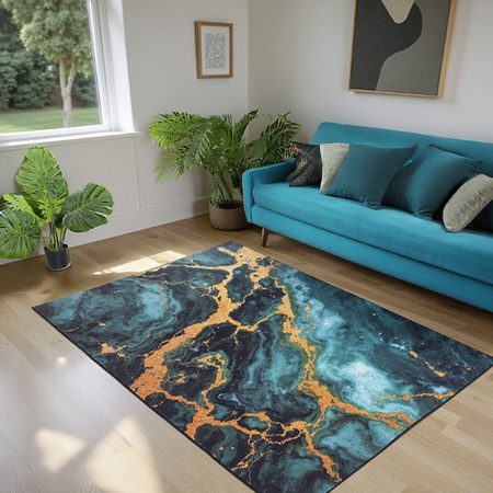 NOVO Strado modern carpet for living room marble pattern velvet Malachite 140x200 cm